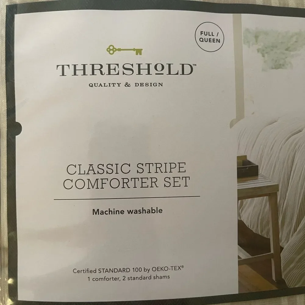 New Classic Stripe Comforter & Sham Set - Threshold sz Fill/Queen